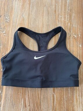 Nike Black Racerback Sports Crop Bra with White Swoosh size medium